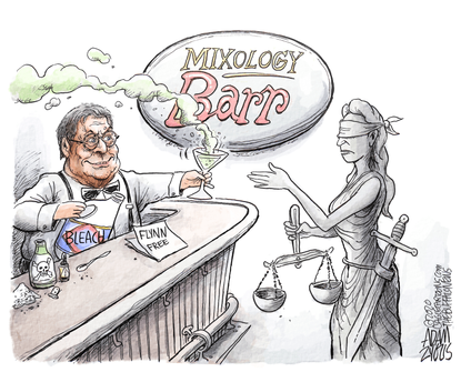 Editorial Cartoon U.S. Bill Barr justice Flynn exoneration