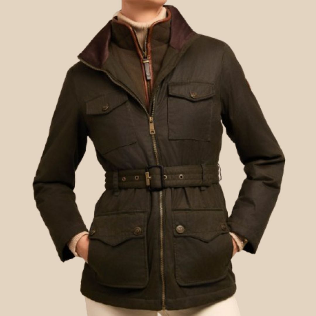 Holland Cooper Belted Waxed Jacket