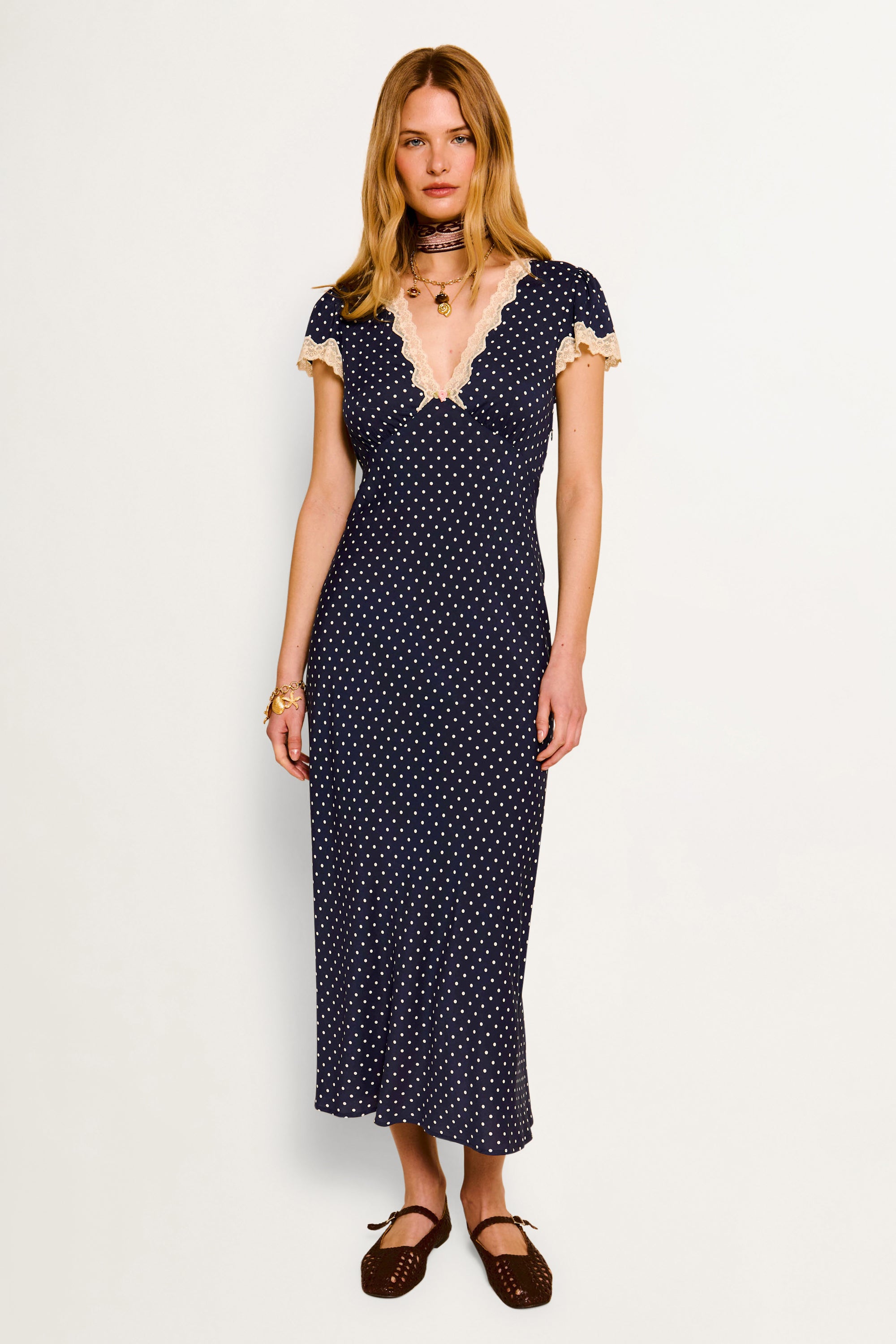 Clarice - Navy Polka Dot