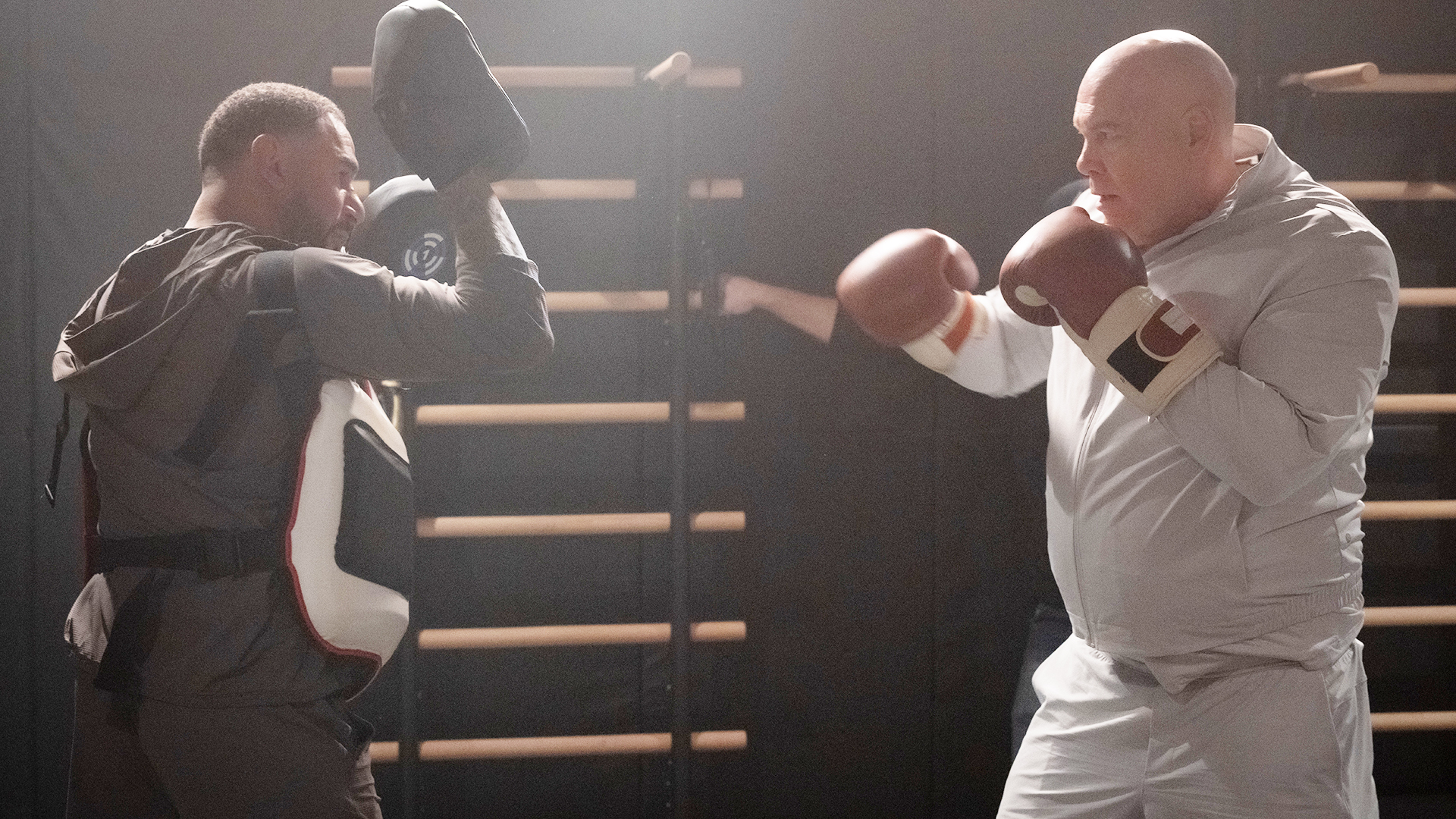 Wilson Fisk sparring to prepare for his charity boxing contest in Daredevil: Born Again season 2 episode 2
