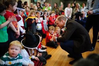 Prince William with schoolchildren on St Davids Day