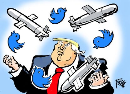 Political cartoon U.S. Trump Twitter Syria