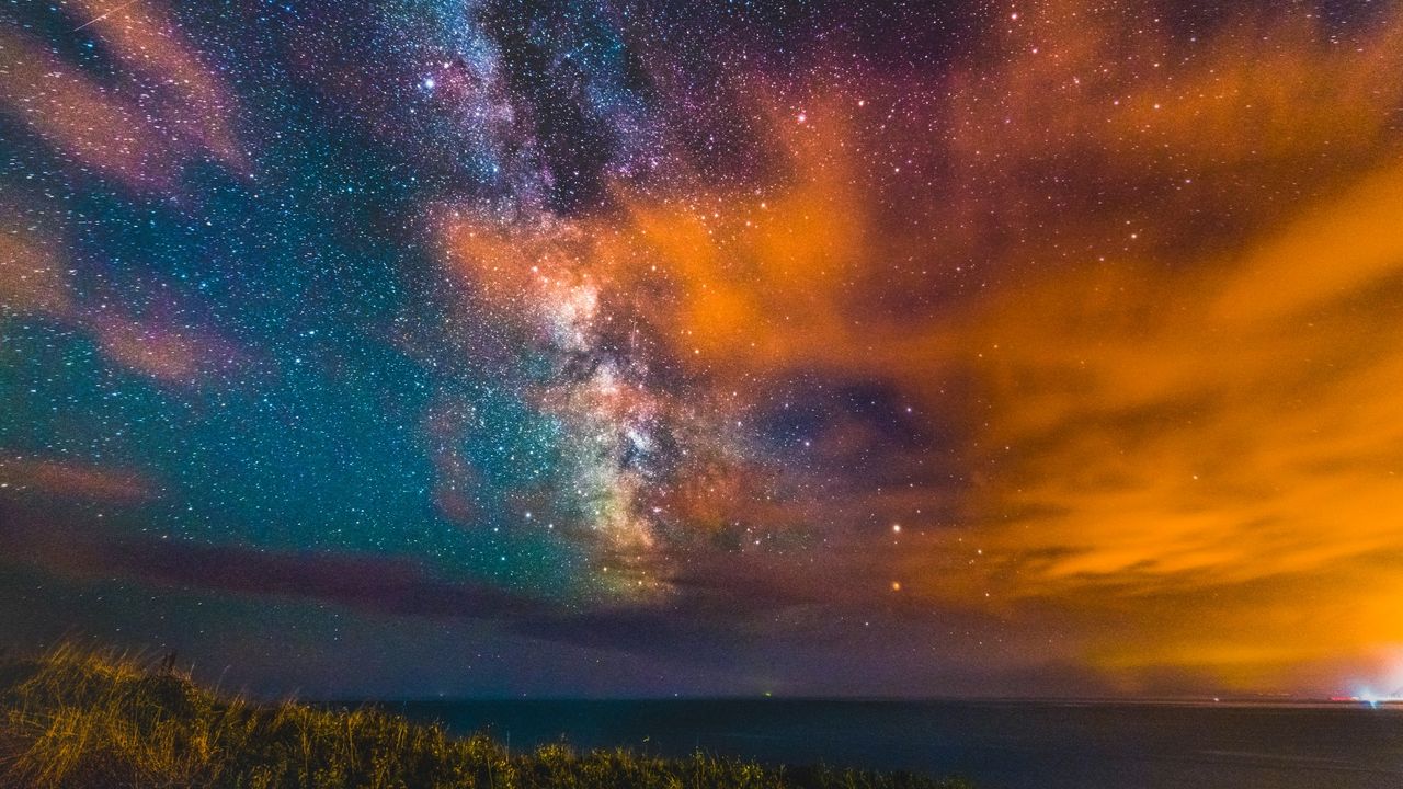 Galactic centre of the Milky Way Galaxy rising over the Jurassic Coast at Charmouth​, Dorset