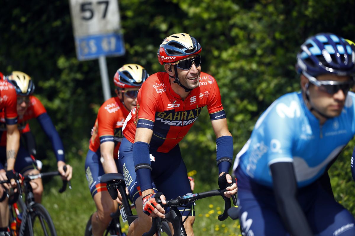 Vincenzo Nibali (Bahrain-Merida) smiling during stage 2
