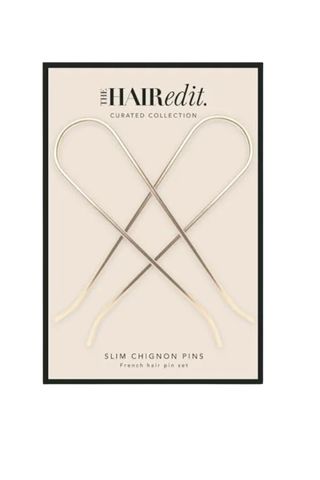 The Hair Edit Slim Chignon Pins - Large Gold Metal U-Shaped French Hair Pin Set