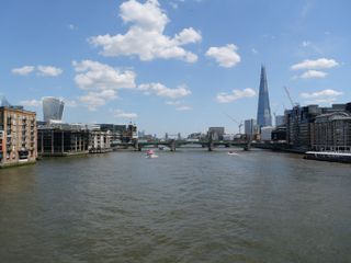 View down the River Thames with The Shard and other buildings