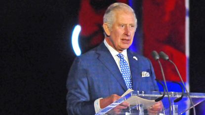 Prince Charles delivering a speech for the Queen's Jubilee celebrations 2022