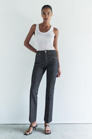 Zw Collection Bootcut High-Waist Cropped Jeans