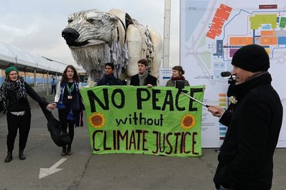 Demonstrators near the annual United Nations climate change summit