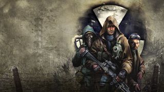 Stalker Legends of the Zone Trilogy artwork with three protagonists on a beige post-apocalyptic background