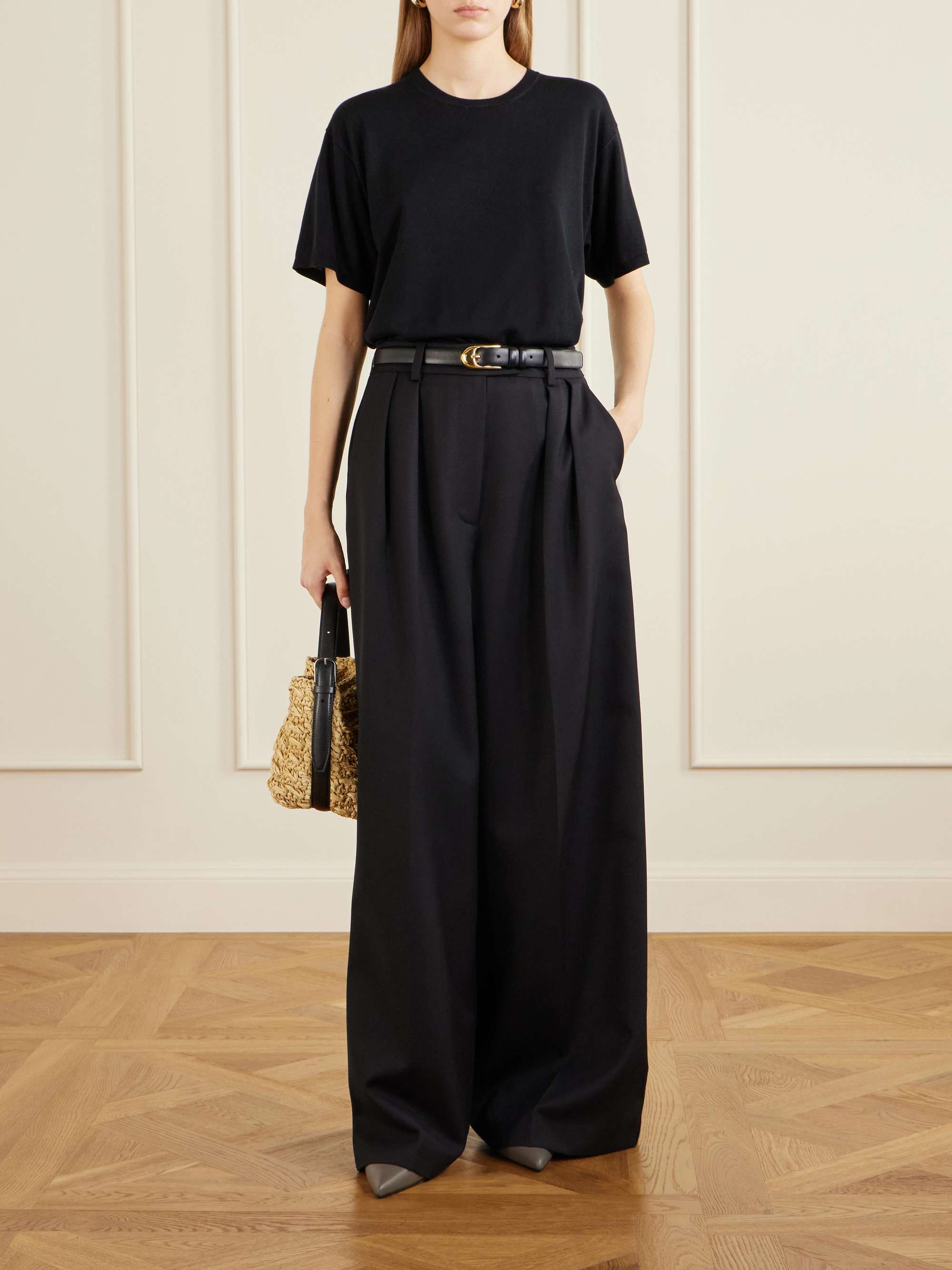 Lou Pleated Woven Wide-Leg Pants