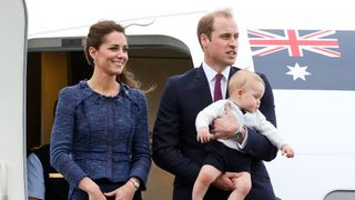 Will and Kate on their first flight with baby George
