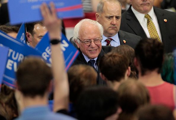 Bernie Sanders greets supporters.