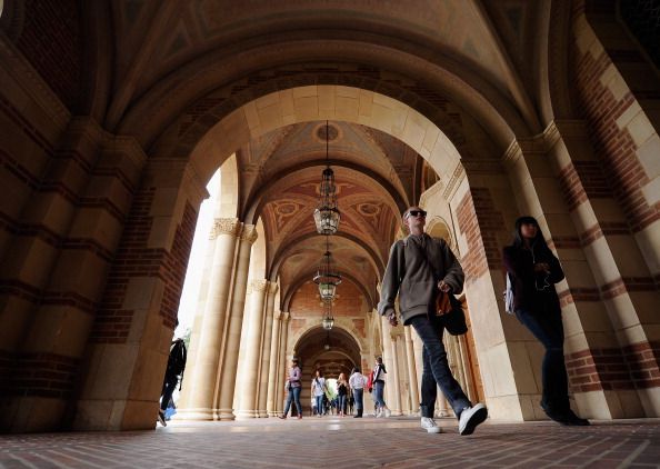 Students walk on the UCLA campus.