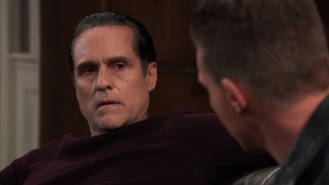 Maurice Benard and Steve Burton as Sonny and Jason in a tense moment on General Hospital