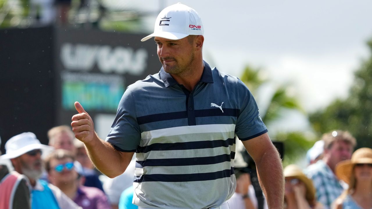 Bryson DeChambeau playing at the 2022 LIV Golf Team Championship in Florida