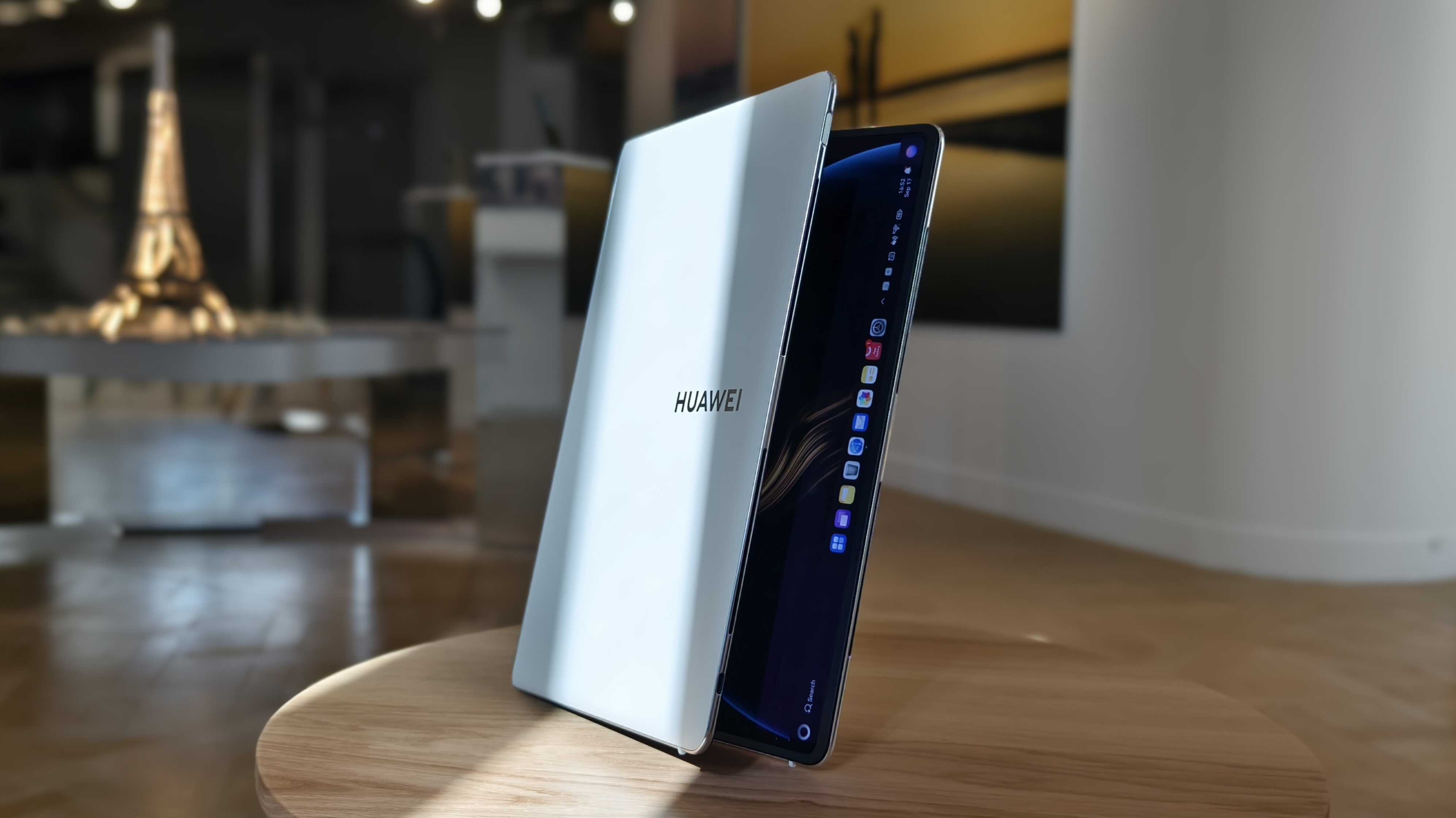 Prakhar Khanna holding the Huawei MateBook Fold.