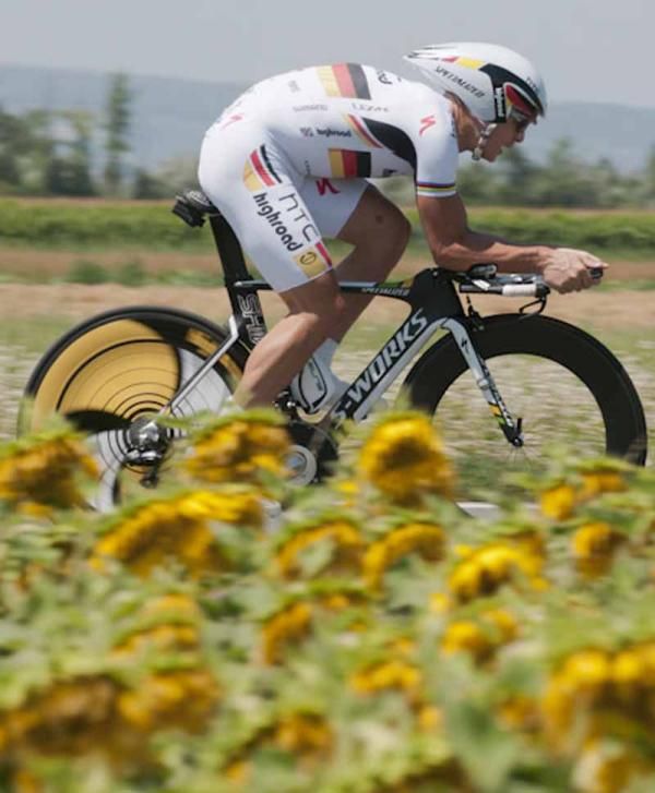 Bert Grabsch zips through the sunflowers in record time