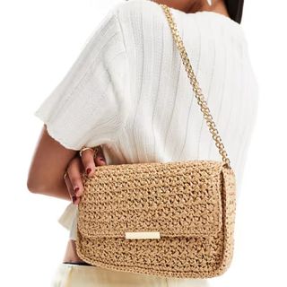 Mango cross body straw bag