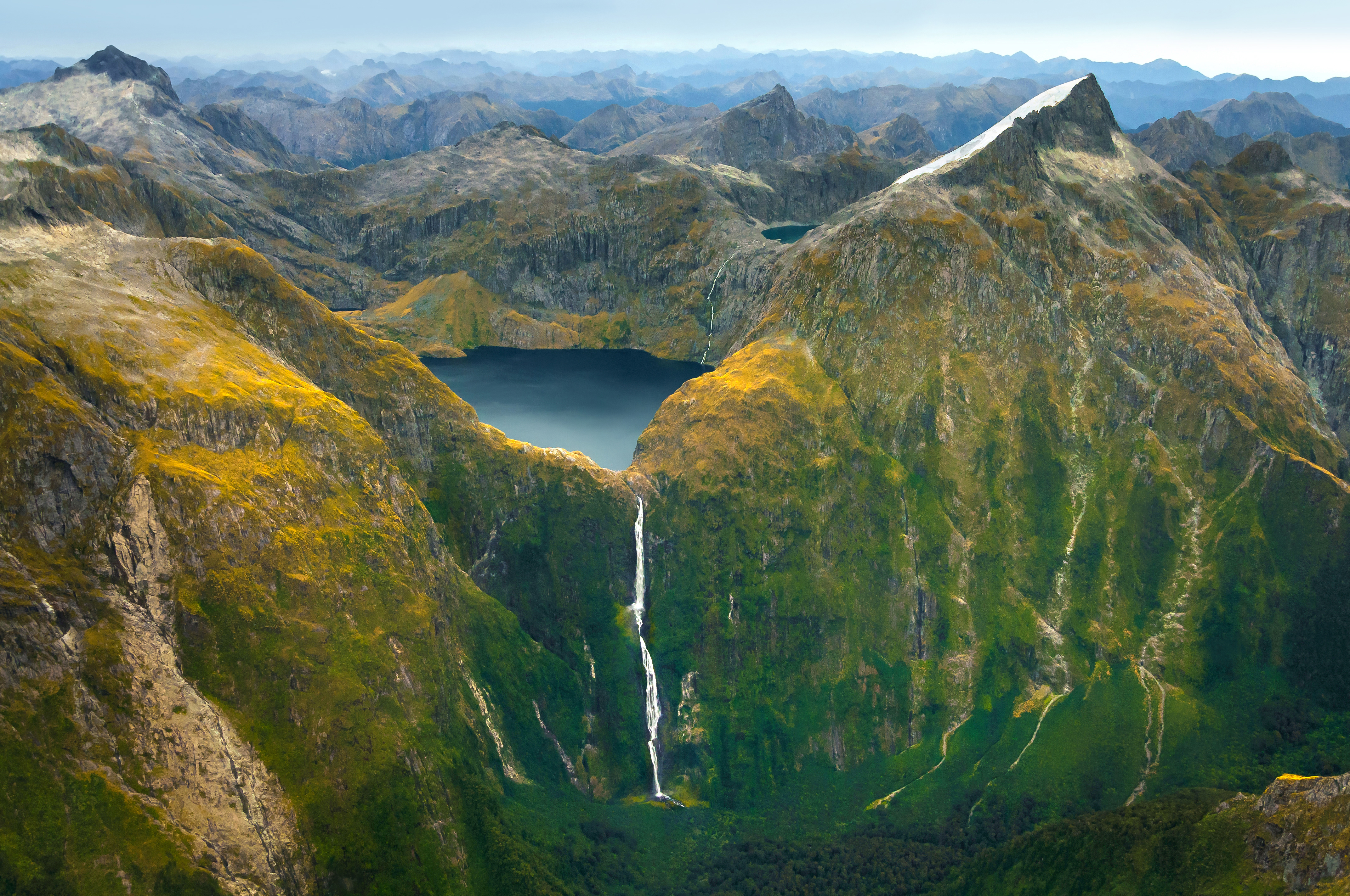 An aerial view of Sutherland Falls