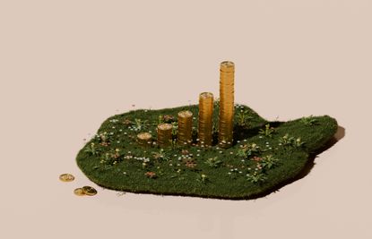 Economic growth chart made of gold coins