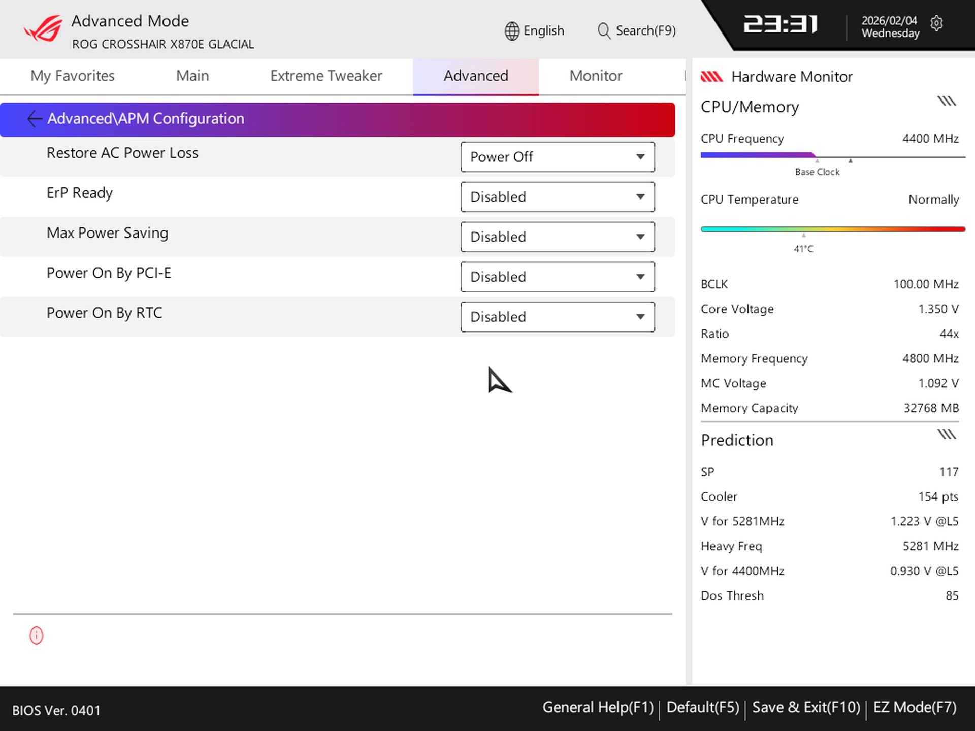 Asus ROG Crosshair X870E Glacial - BIOS