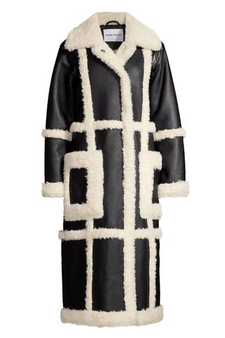 Stand Studio Patrice Faux Leather & Faux Shearling Coat