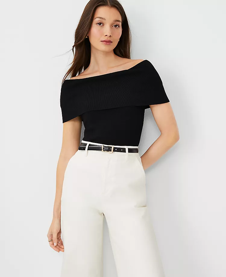 anntaylor, Ribbed Off The Shoulder Sweater