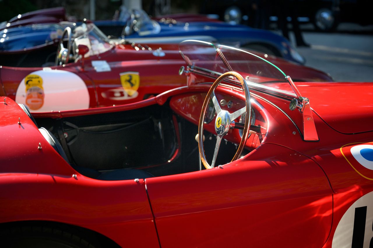 Historic Alfa Romeos, Ferraris, a Bizzarrini and a Lamborghini Miura are displayed and driven through Rome during Anantara Concorso Roma, celebrating automotive design and heritage.