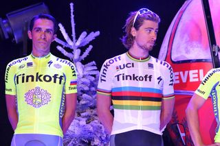 Alberto Contador and Peter Sagan in Tinkoff's 2016 kit