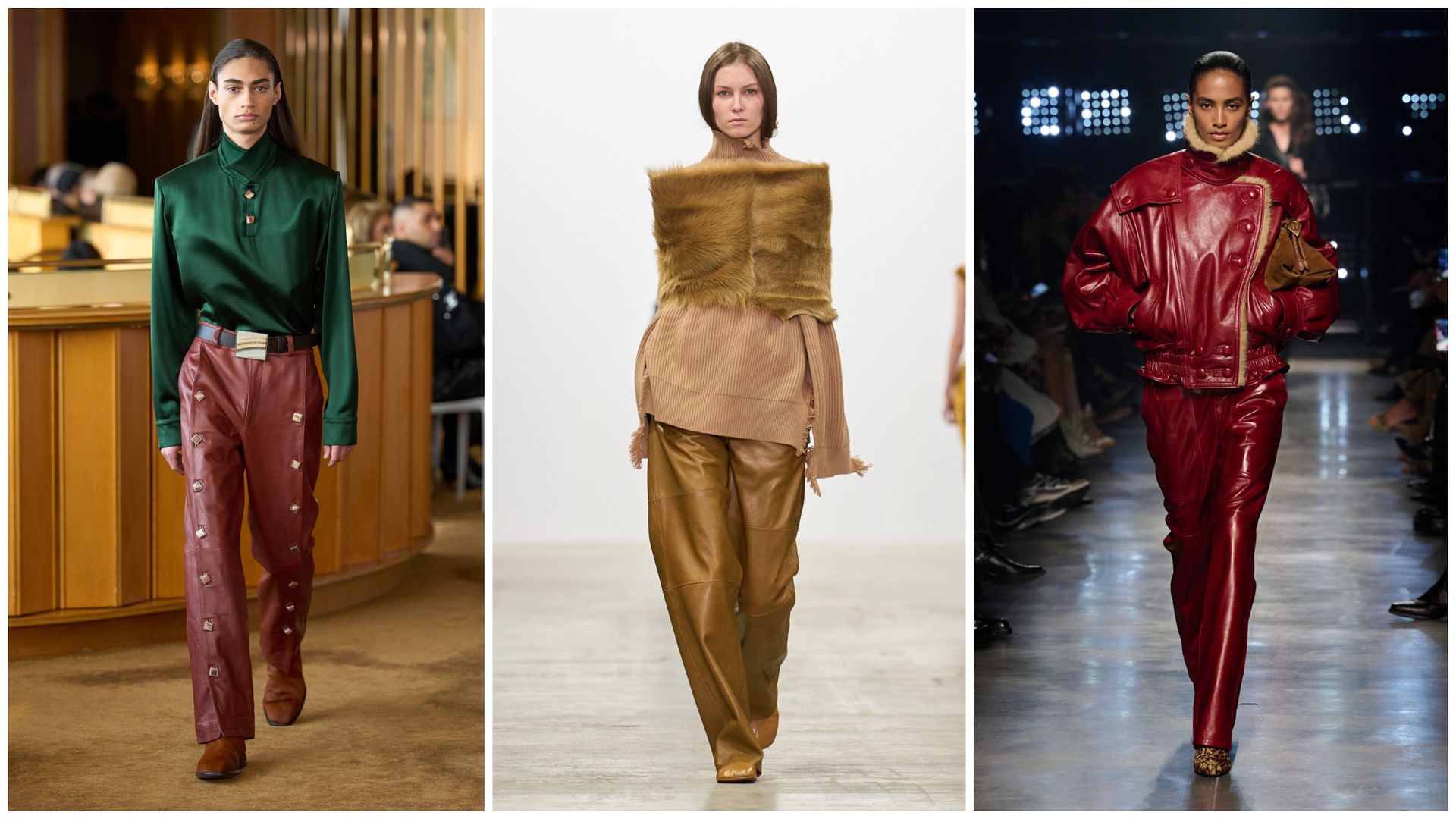 leather pants on the fall 2026 runways of Campillo, Fforme, Isabel Marant.