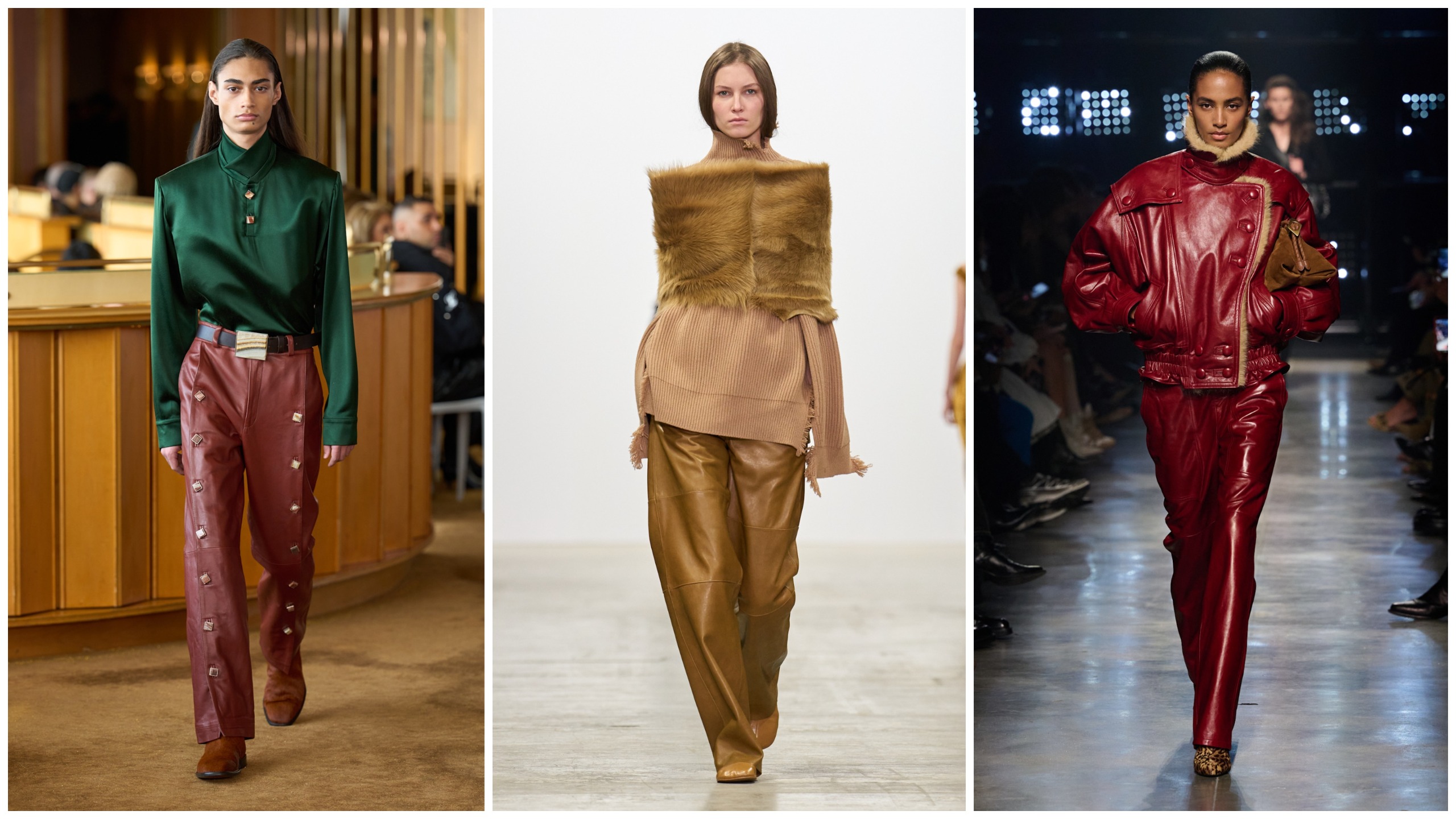 leather pants on the fall 2026 runways of Campillo, Fforme, Isabel Marant.