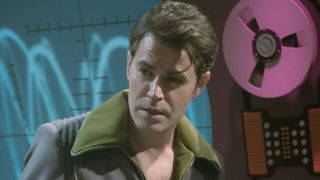 Paul Wesley doing his best Captain Kirk impression. 