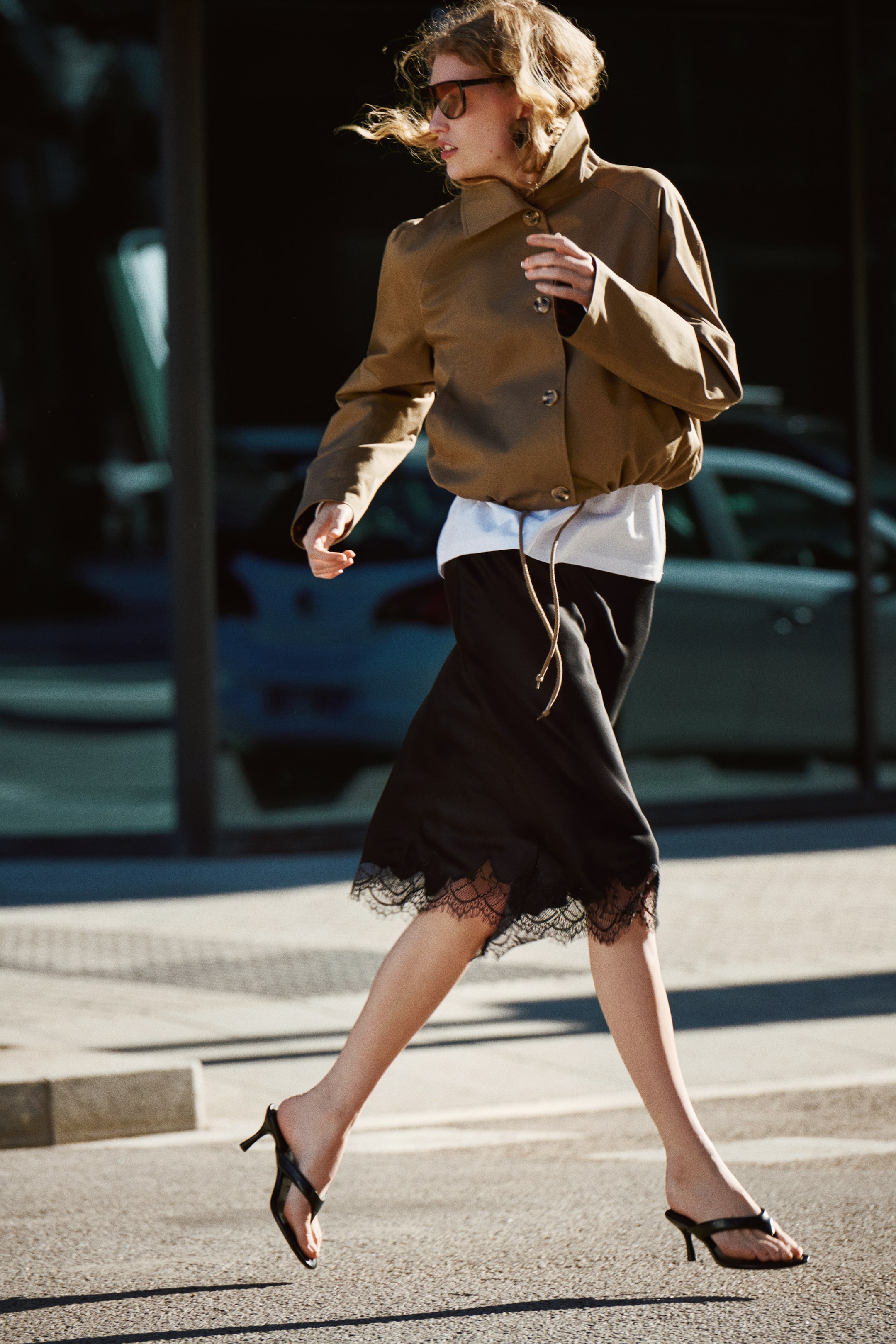 Lace-Trimmed Slip Skirt