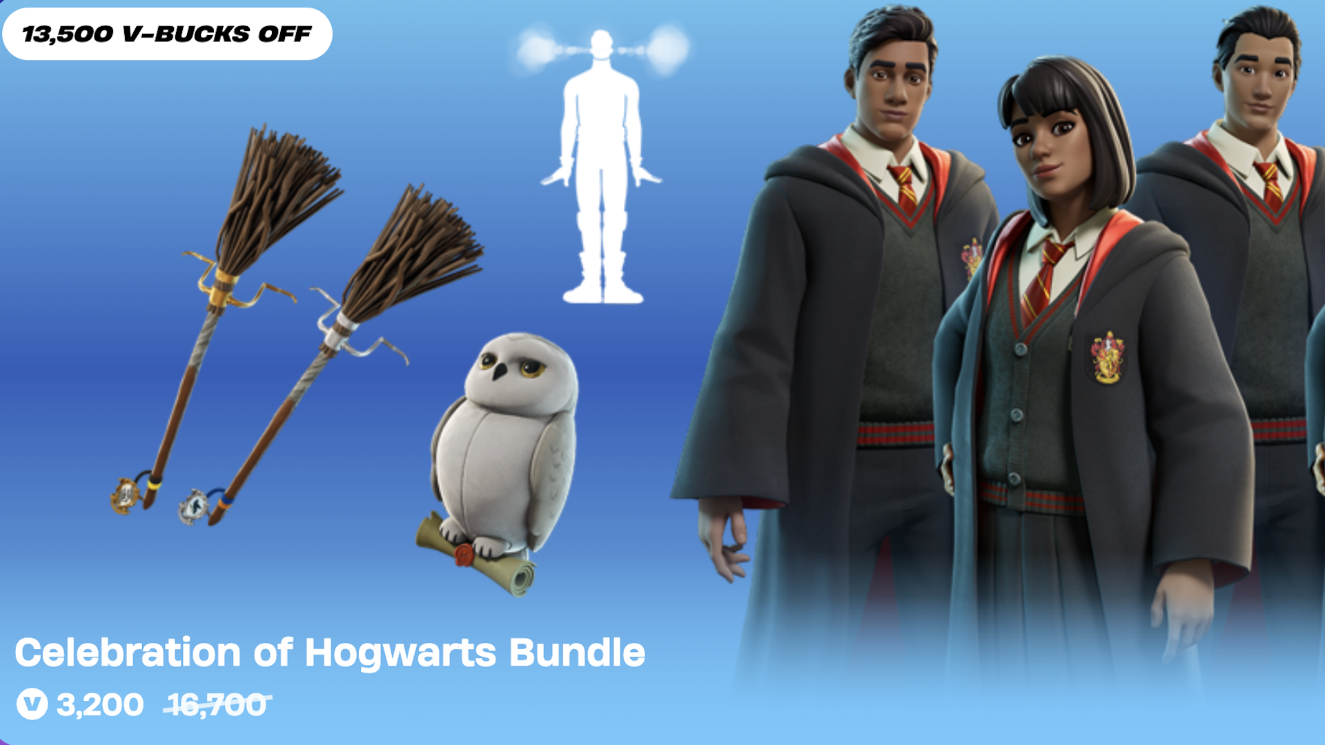 Hogwarts students beside an Owl, A set of broomsticks, and an emote showing a man with steam shooting out of his ears.