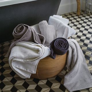 room with bundle of towels