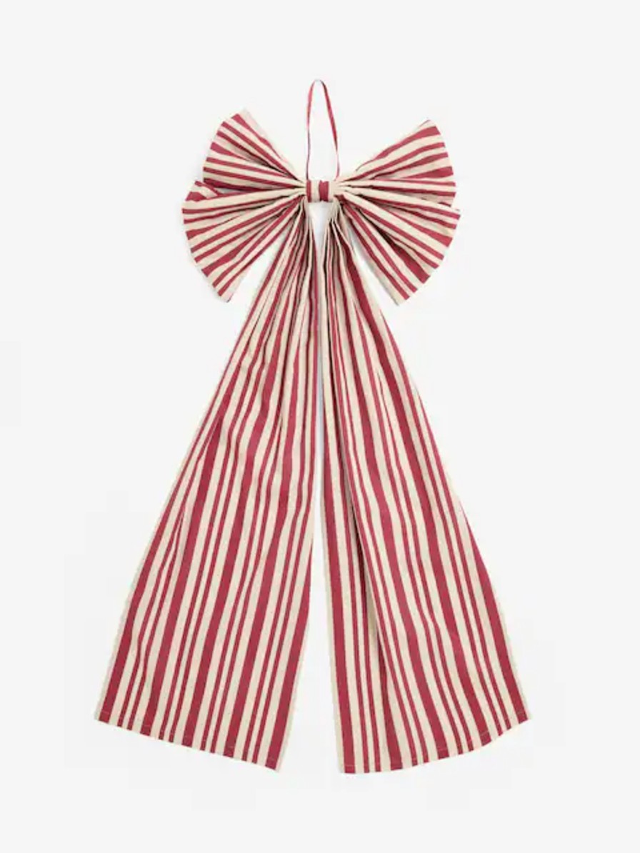 Next Red Striped Extra Large Bow Tree Topper