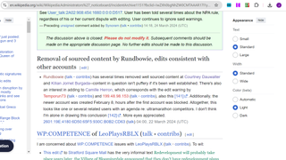 Screenshot of Rundbowie user page on Wikipedia