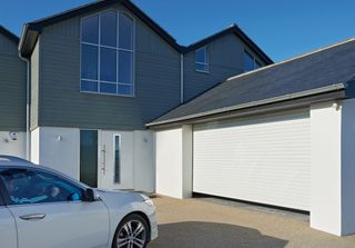 Garador roller garage door in a contemporary home