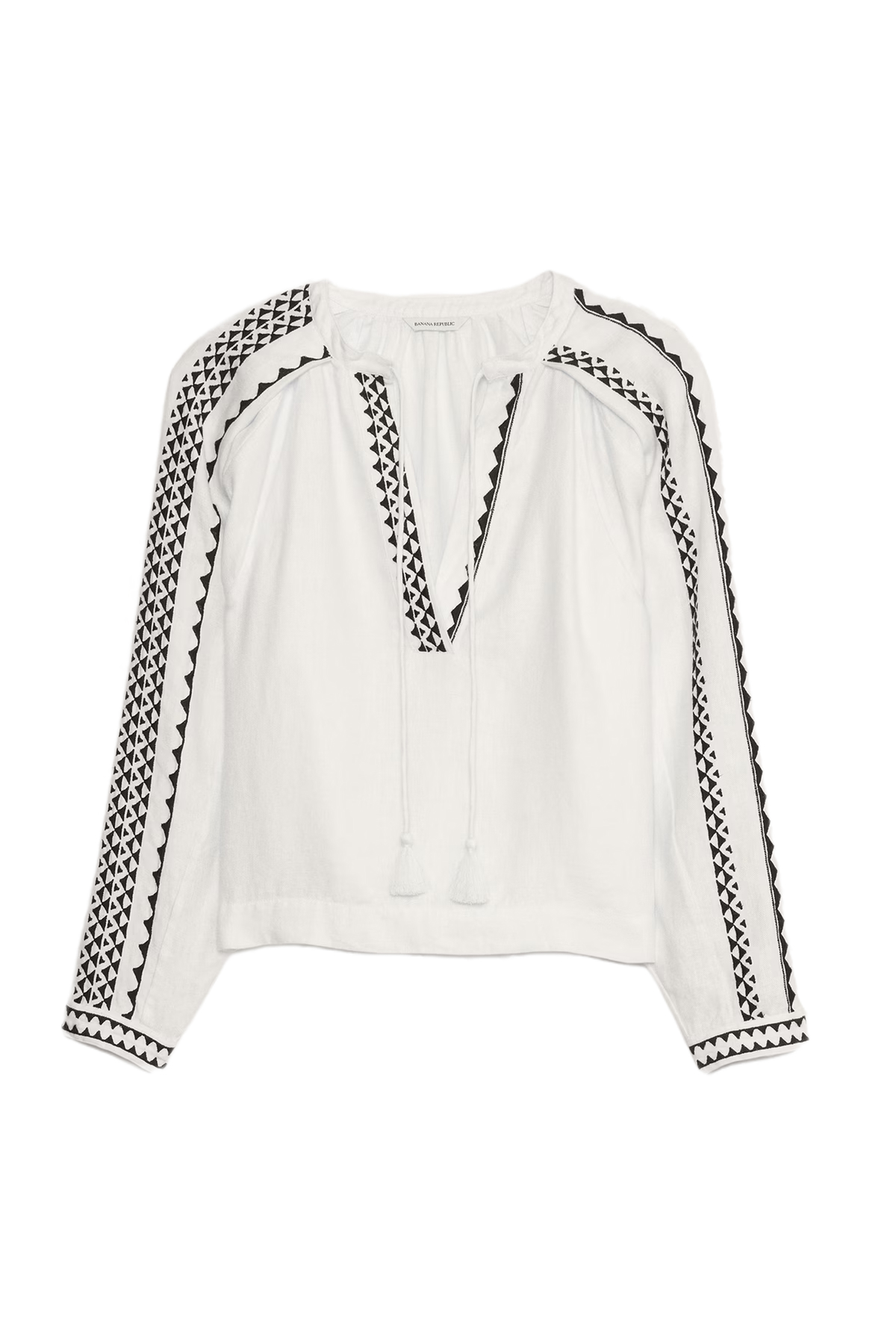 Banana Republic, Embroidered Linen Peasant Blouse