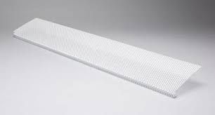 A white metal Gutter guard strip