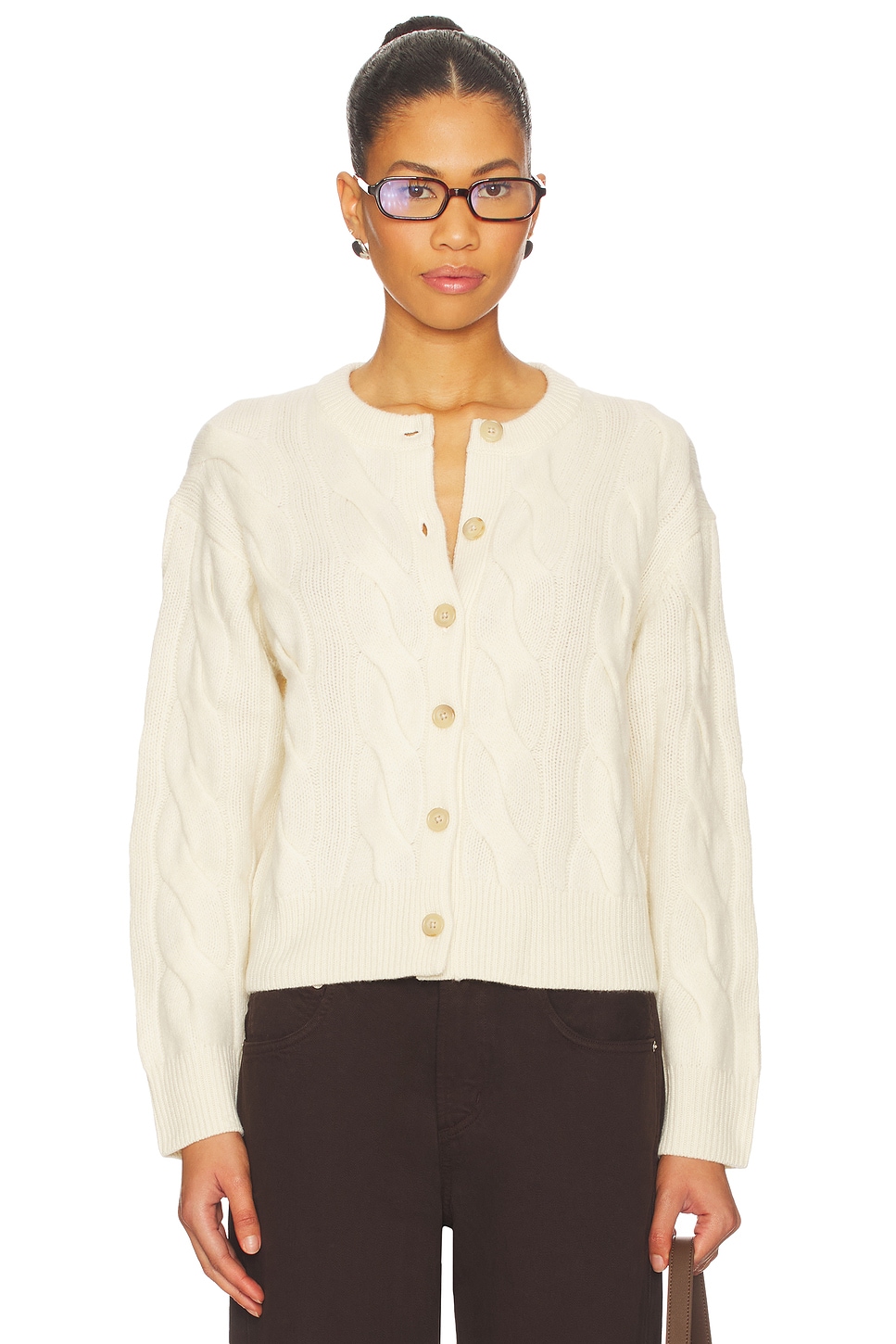 Cable Knit Wool Cashmere Cardigan