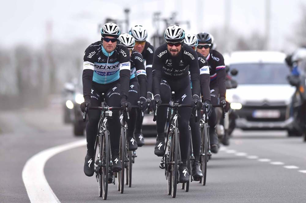 Tom Boonen on the front of the Etixx-Quickstep training ride