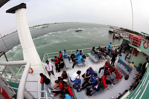 Riders on the boat to Venice's Lido.