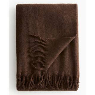 Dark Brown Fringed Blanket