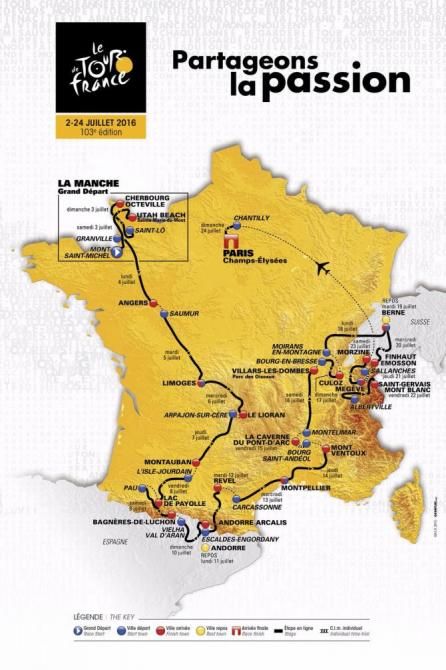 Tour de France 2016 route race map