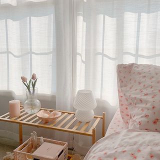 Light bedroom with curtains