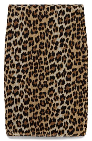 Leopard Print Mesh Midi Skirt