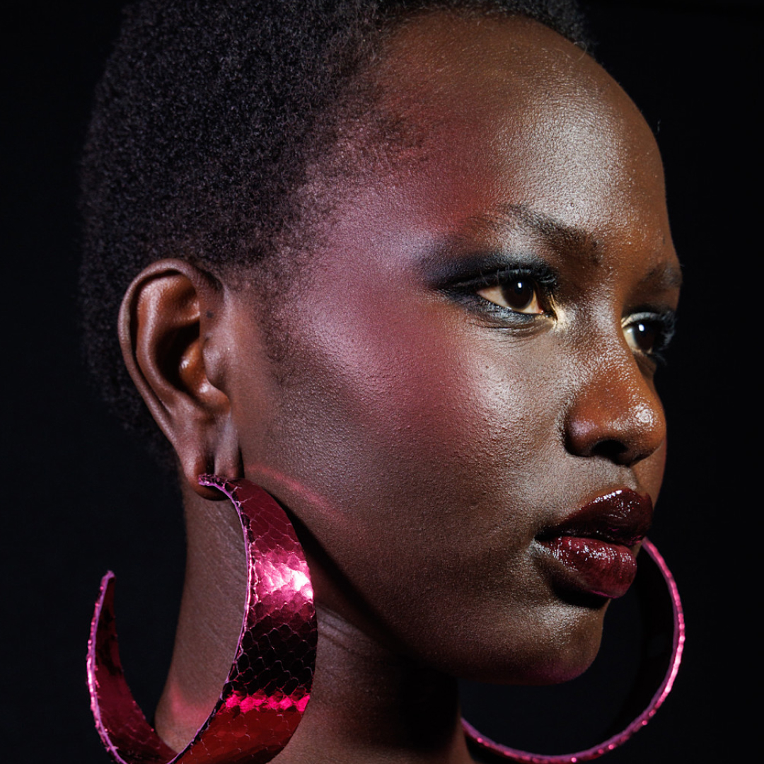 Model wearing pink blush