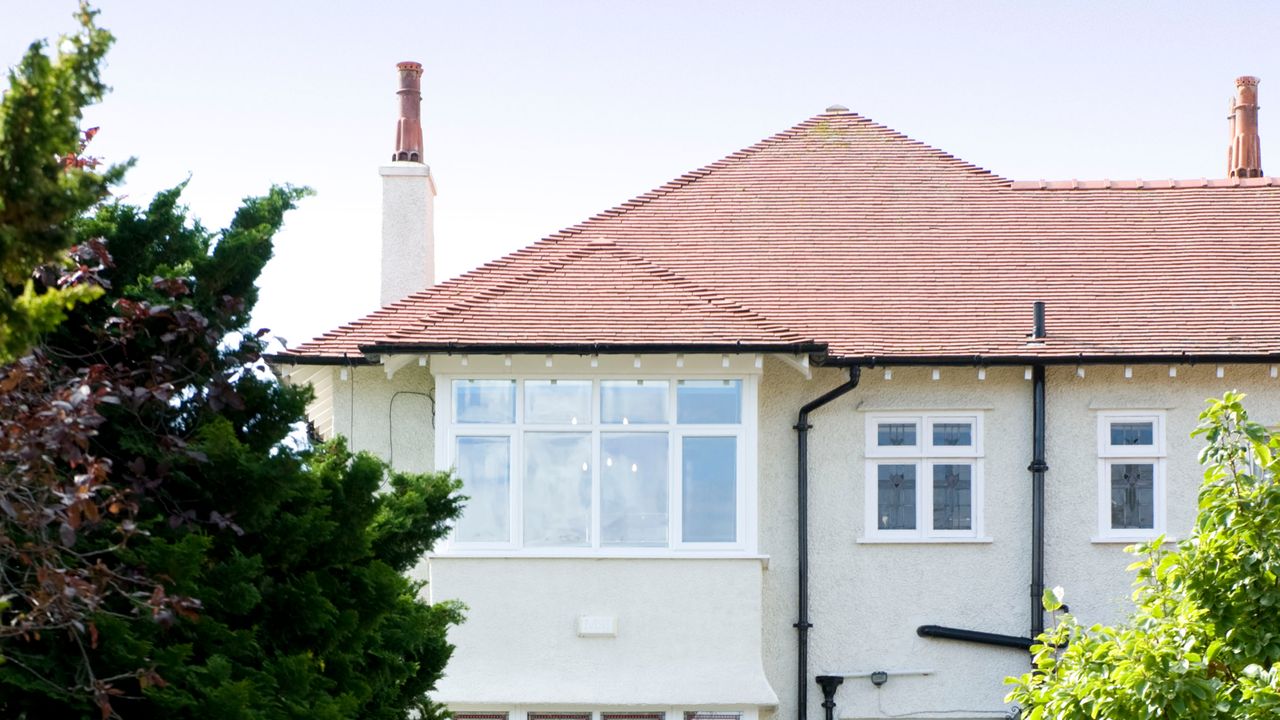 Exterior of house with red roof